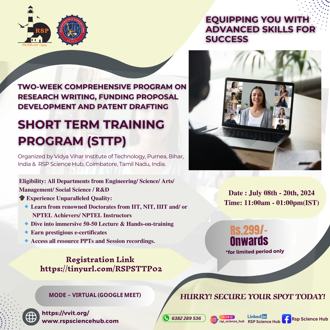 (Online) Two-Week Program on Research Writing, Funding Proposal Development, and Patent Drafting 2024